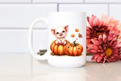 Whimsical Funny Baby Pig Sitting | Clipart Product Image 2