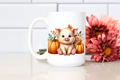 Whimsical Funny Baby Pig Sitting | Clipart Product Image 2
