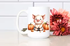 Whimsical Funny Baby Pig Sitting | Clipart Product Image 2