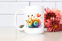 Snail Doing Love Sign | Vibrant Watercolor Clipart Product Image 2