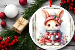 Baby Rabbit Christmas Ornament Sublimation PNG Product Image 2