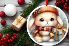 Baby Rabbit Winter Outfit Christmas Ornament Sublimation PNG Product Image 2