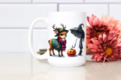 Vibrant Halloween Baby Elk | Watercolor Product Image 2
