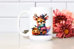 Vibrant Halloween Baby Elk | Watercolor Product Image 2