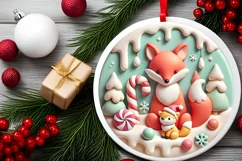 Round Christmas Ornament Sublimation|Clipart Product Image 1