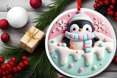Round Christmas Ornament Sublimation|Clipart Product Image 1