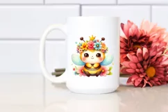 Bee with Flower Crown Watercolor Clipart Product Image 2