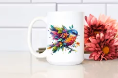 Abstract Vibrant Watercolor Bird PNG Product Image 2