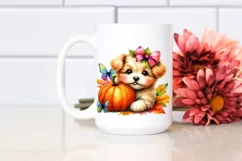 Cute Baby Dog Pumpkin Clipart Product Image 2