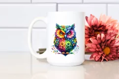Abstract Vibrant Watercolor Owl PNG Product Image 2