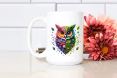 Abstract Vibrant Watercolor Owl PNG Product Image 2
