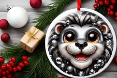 Lion Smiling Round Ornament Sublimation PNG Product Image 2