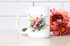 Colorful Sweet Pea Splash Bouquet | Gold Foil Clipart Product Image 2