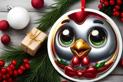 Chicken Smiling Round Ornament Sublimation PNG Product Image 2