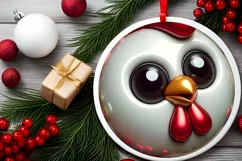 Chicken Smiling Round Ornament Sublimation PNG Product Image 2
