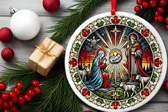 Round Christmas Ornament Sublimation|Clipart Product Image 1