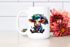 Cute Baby Cow Sitting PNG Product Image 2
