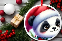 Panda Winter Outfit Christmas Ornament Sublimation PNG Product Image 2