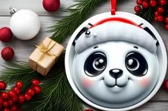 Panda Smiling Round Ornament Sublimation PNG Product Image 2