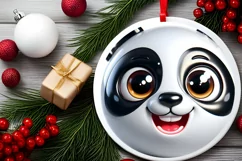 Panda Smiling Round Ornament Sublimation PNG Product Image 2