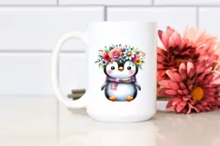 Cartoon Penguin with Flower Crown Clipart Product Image 2
