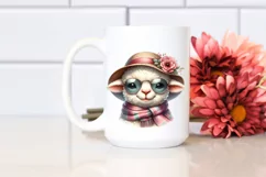 Funny Cute Lamb Wearing Scarf Watercolor Product Image 2