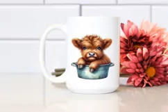 Smiling Baby Highland Cow in Recipient | Flower Basket Product Image 2