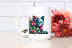 Abstract Vibrant Watercolor Kitten PNG Product Image 2