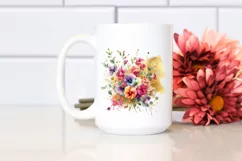 Vibrant Sweet Pea Splash Bouquet | Gold Foil Clipart Product Image 2