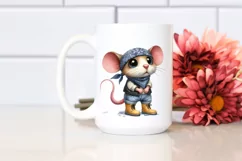 Watercolor Mouse Bandana Rain Boots Clipart Product Image 2