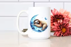 Vibrant Moon Koala Sloth Watercolor Clipart Product Image 2