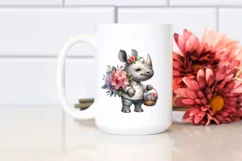 Whimsical Baby Rhino with Flower Basket | Rhododendron Product Image 2