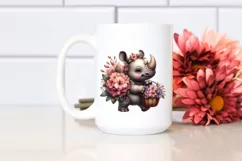 Whimsical Baby Rhino with Flower Basket | Rhododendron Product Image 2