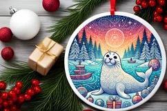 Round Christmas Ornament Sublimation|Clipart Product Image 1