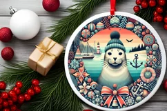 Round Christmas Ornament Sublimation|Clipart Product Image 1
