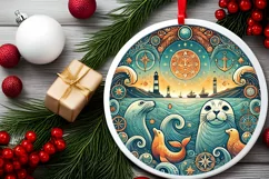Round Christmas Ornament Sublimation|Clipart Product Image 1