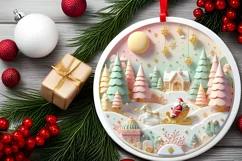 Colorful Pastel Round Scene with Santa 3D Material JPEG Product Image 2