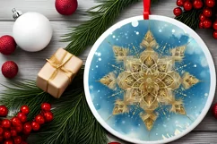 Snow Flake Christmas Round Cute Ornament Sublimation Product Image 1