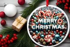 Merry Christmas Round Cute Ornament Sublimation Product Image 1