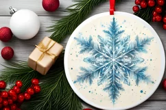 Snow Flake Christmas Round Cute Ornament Sublimation Product Image 1