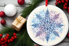 Snow Flake Christmas Round Cute Ornament Sublimation Product Image 2