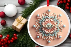 Snow Flake Christmas Round Cute Ornament Sublimation Product Image 1