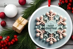 Snow Flake Christmas Round Cute Ornament Sublimation Product Image 1