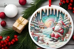 Christmas Round Cute Santa Ornament Sublimation Product Image 2