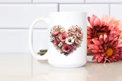Valentines Floral Heart , Clipart |T-shirt, Mug, Tumbler Product Image 1