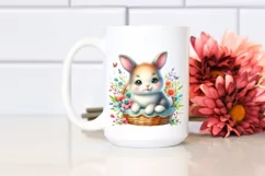 Colorful Baby Bunny in Basket | Clipart Product Image 2