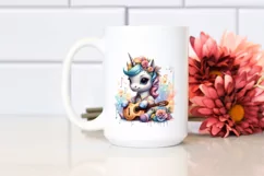 Baby Unicorn with Spanish Guitar, PNG Product Image 2