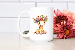 Cute Giraffe with Vibrant Flower Crown PNG Product Image 2