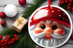 Gnome Smiling Round Ornament Sublimation PNG Product Image 2
