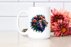 Abstract Vibrant Watercolor Lion PNG Product Image 2